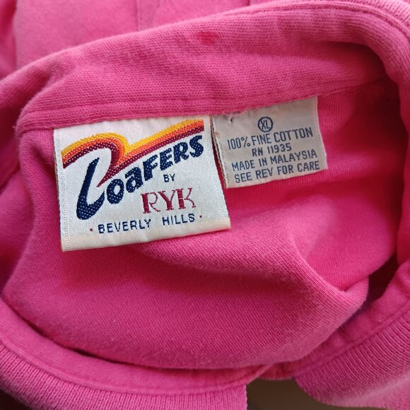 Vintage Mens Polo Shirt XL 80s PINK LOAFERS BEVERLY HILLS KNIT POLO COLLAR SS - Picture 2 of 6